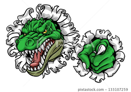 Alligator Dinosaur Crocodile T Rex Cartoon Mascot 133107259