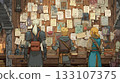 A scene with a message board from an alternate world fantasy 133107375