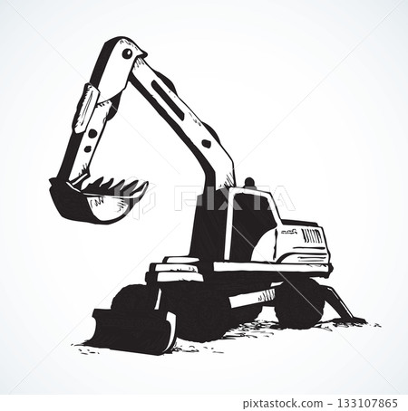 Excavator drawing isolated on white background Excavator drawing isolated on white background 133107865
