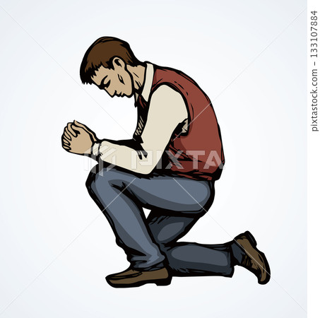 Vector image of the praying person 133107884