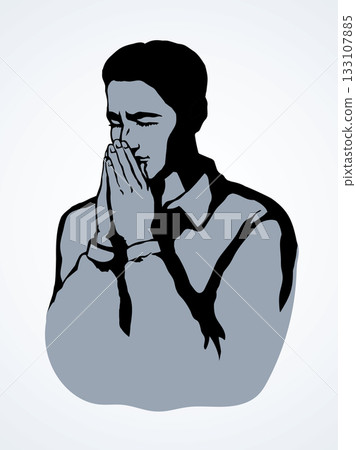Vector image of the praying person Vector image of the praying person 133107885