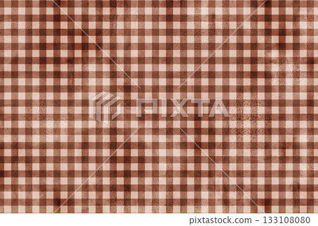 Dark brown and light brown gingham check pattern background watercolor texture 133108080