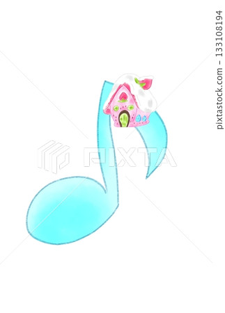 Musical note with snowy house Musical note with snowy house 133108194