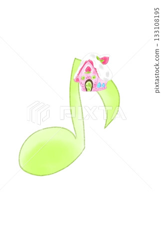 Musical note with snowy house Musical note with snowy house 133108195