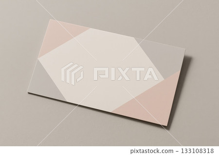 Minimal business card mockup with geometric pastel shapes in pink and gray on neutral background for branding and design presentation. Minimal business card mockup with geometric pastel shapes in pink and gray on neutral background for branding and design presentation. 133108318