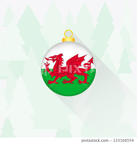 Wales National Flag Christmas Decoration. 133108554