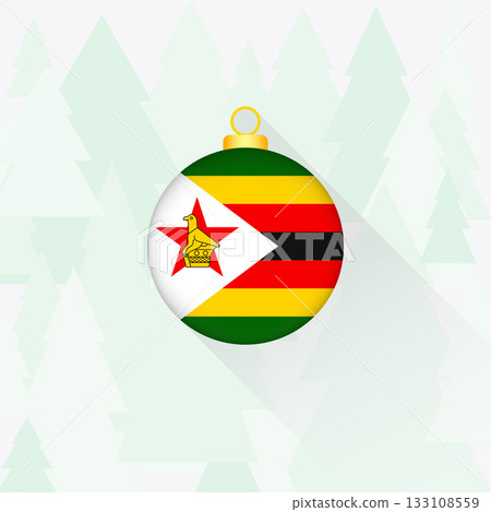 Zimbabwe National Flag Christmas Decoration. 133108559