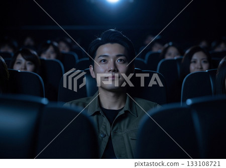 Man watching a movie at the cinema 133108721