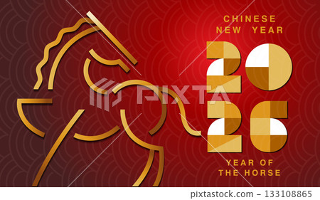 Chinese New Year 2026 ,Year of the Horse ,line art , outline , simple linear Chinese New Year 2026 ,Year of the Horse ,line art , outline , simple linear 133108865