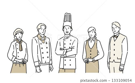 Restaurant cook, chef, pastry chef, waiter waitress uniform - clothing - illustration material 133109054
