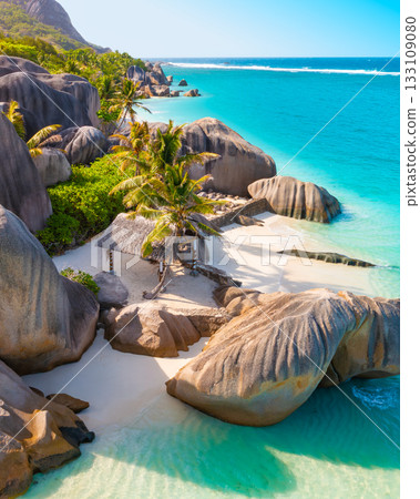 Anse Source D'Argent - the most beautiful beach of Seychelles. La Digue Island, Seychelles 133109080