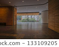 Oct 29 2025 Modern Office Lobby With Glass Walls And Warm Wooden Floors, 133109205