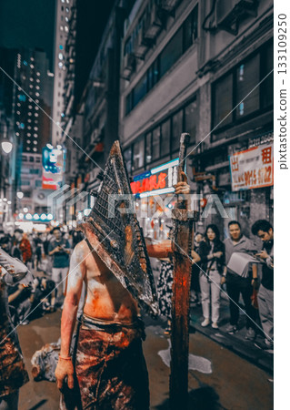 Zombie Character Roaming Lan Kwai Fong Halloween Night Oct 31 2025 133109250