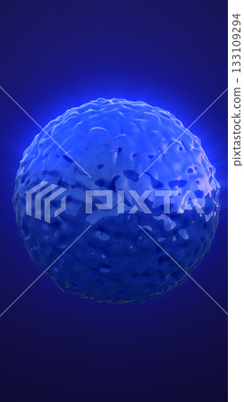 A glowing blue organic sphere with intricate surface details, radiating light in a futuristic and digital setting A glowing blue organic sphere with intricate surface details, radiating light in a futuristic and digital setting 133109294