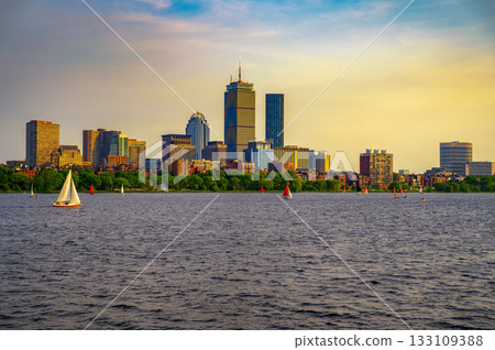 Sunset over Boston Back Bay and the Charles River, Massachusetts Sunset over Boston Back Bay and the Charles River, Massachusetts 133109388