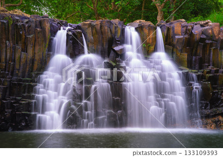 Rochester Falls Cascading Over Basalt Columns in Mauritius 133109393