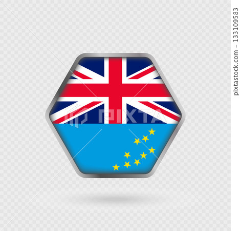 Tuvalu flag in a hexagon frame. Tuvalu flag in a hexagon frame. 133109583