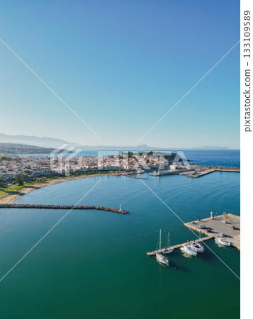 Rethymno, the most charming and beautiful town on Crete island with panoramic view of the sea. Rethymno, the most charming and beautiful town on Crete island with panoramic view of the sea. 133109589