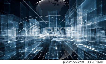 A digital space symbolizing global data networks and future digital transformation A digital space symbolizing global data networks and future digital transformation 133109601