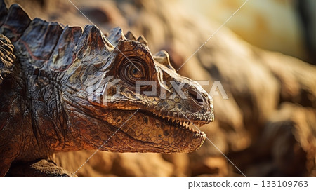 Up close view of protoceratops dinosaur fossil 133109763