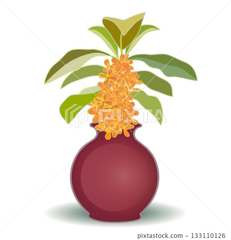 Illustration of a single osmanthus flower vase 133110126