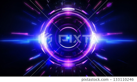 Futuristic hyper zoom concept with neon elements 133110246