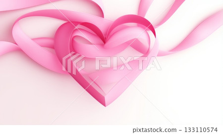 Pink ribbon and heart symbolizing love and support 133110574