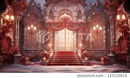 Whimsical holiday backdrop, christmas magic 133110618