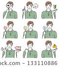 Various facial expressions of men in polo shirts: Normal 3 Various facial expressions of men in polo shirts: Normal 3 133110886