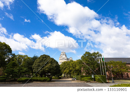 Himeji Castle seen from various angles with blue sky and clouds Himeji Castle seen from various angles with blue sky and clouds 133110901