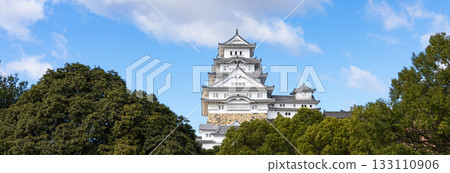 Himeji Castle seen from various angles with blue sky and clouds Himeji Castle seen from various angles with blue sky and clouds 133110906