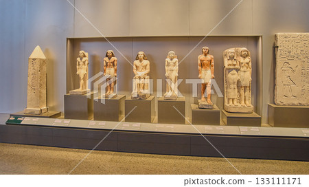 Giza, Egypt- July 26 2025: The Grand Egyptian Museum also known as the Giza Museum, is an archaeological museum  in Giza, Egypt, about 2 kilometers  from the Giza pyramid complex. Interior shot 133111171