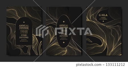 Premium gold background card design, elegant wave lines, abstract patterns, VIP aesthetic, luxury gala invitations. Modern vector template, dark geometric frame for events, invitations Premium gold background card design, elegant wave lines, abstract patterns, VIP aesthetic, luxury gala invitations. Modern vector template, dark geometric frame for events, invitations 133111212
