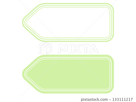 Pale green tag, price tag frame, left arrow shaped double line label set 133111217