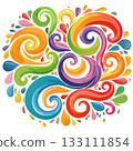 Abstract decorative art with colorful swirls and splashes 133111854