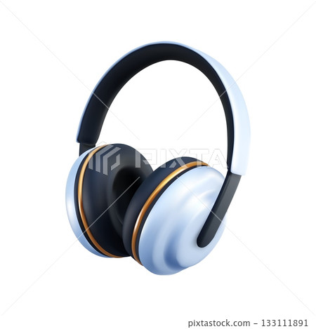 Headphones. Headset musical accessory, gadget for smartphone. Portable sound earbud. Dj equipment. Stereo audio. Listen music. Render glossy element. Vector isolated realistic technology illustration 133111891