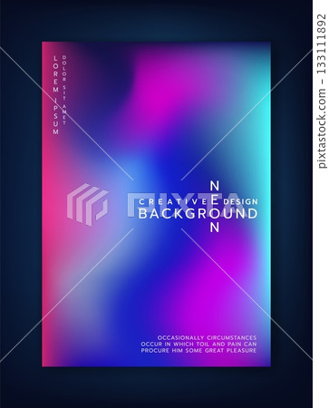 Gradient background. Creative neon design. Abstract poster, business presentation template for flyer and covers. Art brochure, social media trendy futuristic backdrop. Vector isolated illustration Gradient background. Creative neon design. Abstract poster, business presentation template for flyer and covers. Art brochure, social media trendy futuristic backdrop. Vector isolated illustration 133111892
