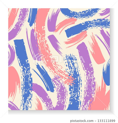 Abstract pattern. Seamless splat texture, paint lines and brushstrokes, colorful background. Paintbrush modern decor textile, wrapping paper, wallpaper. Print for fabric. Vector isolated illustration 133111899