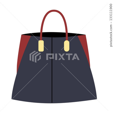 Woman bag. Fashionable purse. Girl handbag. Classic female wear. Modern leather pouch with handle strap. Isolated shopper. Fashion accessory. Shop merchandise. Shopping packet. Vector stylish clothing 133111900