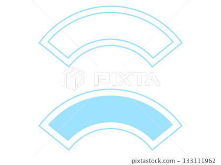 Folding fan and fan-shaped decorative frame set, curved double-line Japanese-style frame 133111962