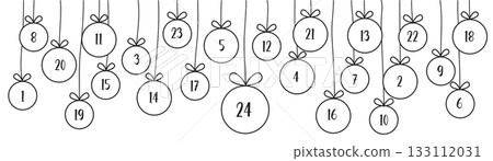 advent calendar 24 christmas gifts isolated vector illustration advent calendar 24 christmas gifts isolated vector illustration 133112031