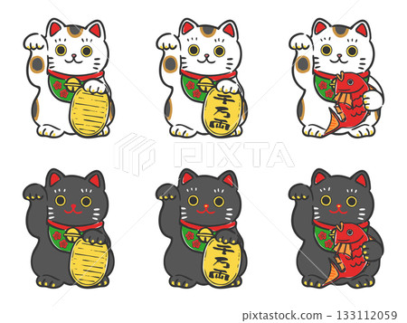 Maneki-neko illustration set vector Maneki-neko illustration set vector 133112059