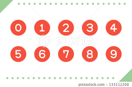 Cute handwritten circle and number simple icon red set Simple Number Icons red 133112208