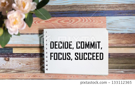 The Decide commit focus symbol for successful implementation. The conceptual word Decide Commit  133112365