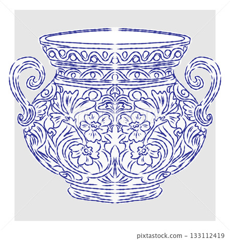 vintage ceramic vase on a white background 133112419