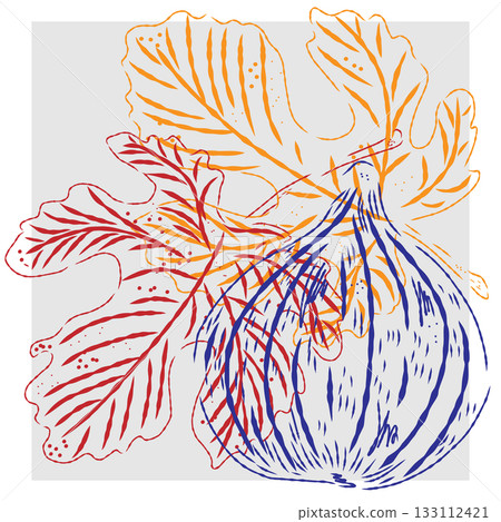 hand drawn colored ink sketch with tropical leaves hand drawn colored ink sketch with tropical leaves 133112421