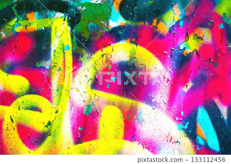 Vibrant Graffiti Art with Neon Pink, Yellow, Blue for 90s Street Style Vibrant Graffiti Art with Neon Pink, Yellow, Blue for 90s Street Style 133112456