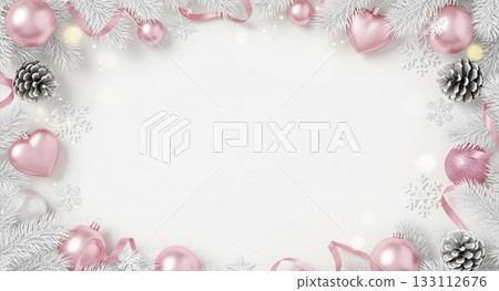 白色和粉紅色的聖誕相框 白色和粉紅色的聖誕相框 133112676