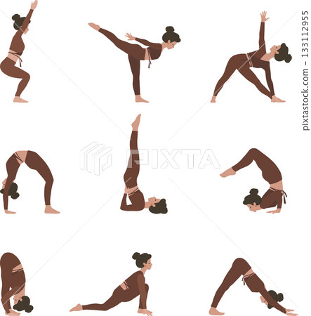 Set of yoga poses vector clipart 133112955