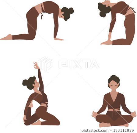 Set of yoga poses vector clipart 133112959